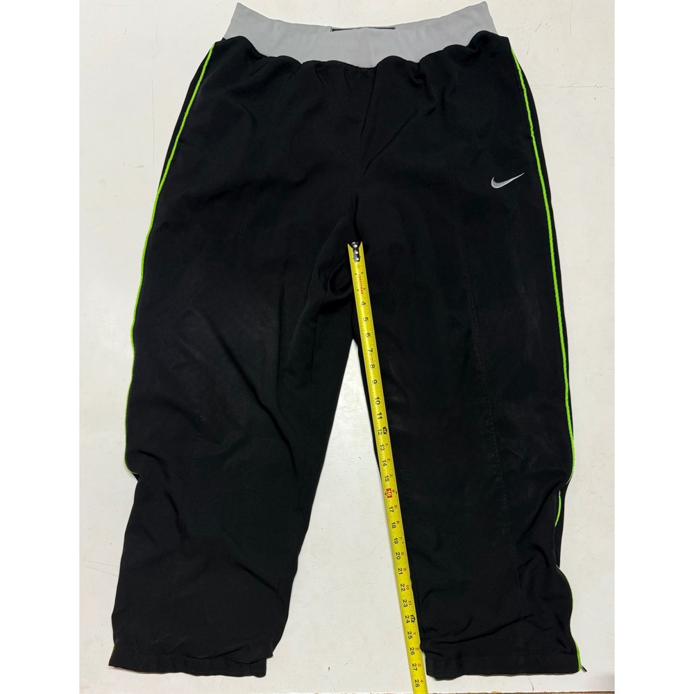 Vtg Y2K Nike Basketball Pants XL Mens Black Neon Green Trim Zip Ankle‎ Baggy